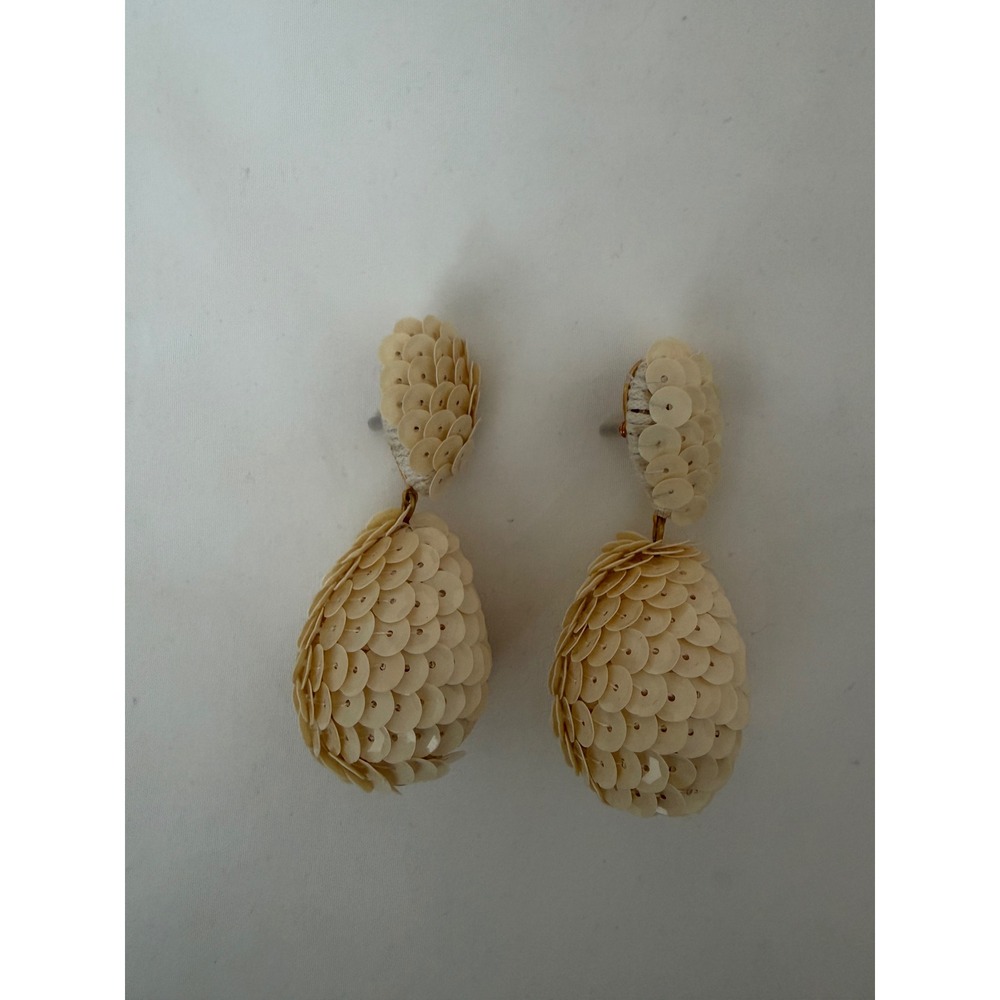 Tuckernuck Sandra Opal Sequin Sandra Earrings White Dangle Drop TNJ_0400 S86891 - Picture 2 of 4